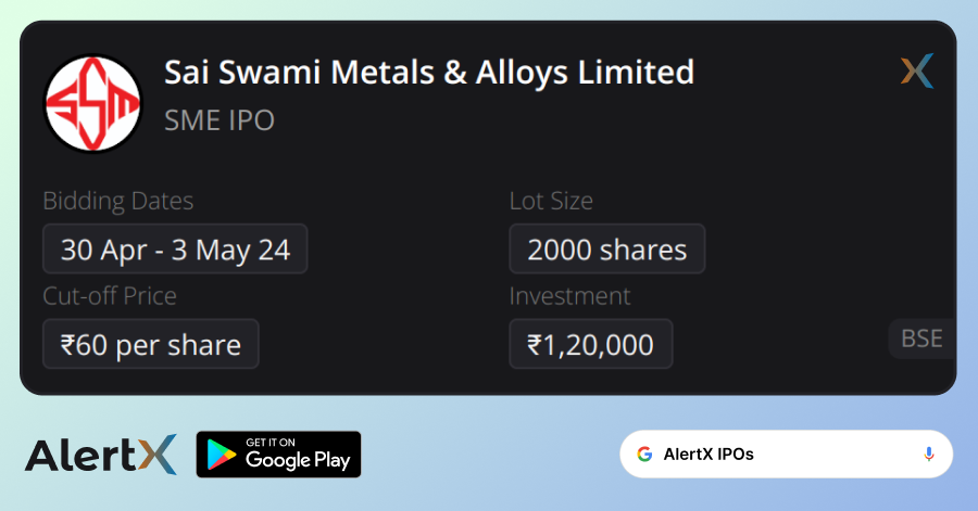 Sai Swami Metals & Alloys Limited IPO details, subscription, lot size, cut-off price, and more